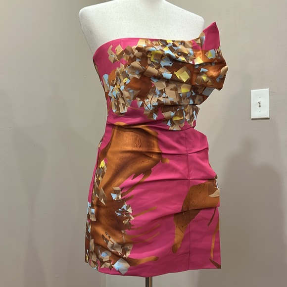 Ana Maria Guiulfo dress mini side ruffle ruched pink bustier support sz 2 - Picture 1 of 15